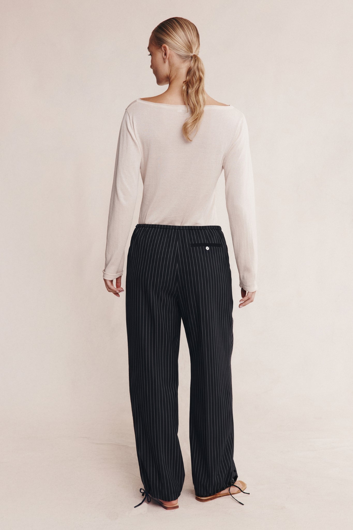 Fatima Pant | Black Pin Stripe