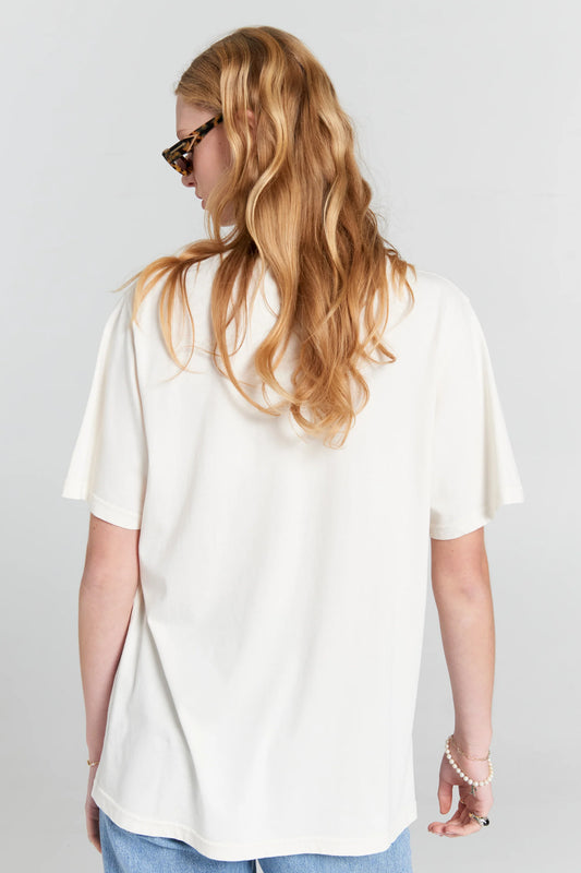 Embroidered Runaway Girl Classic T-Shirt | Ecru