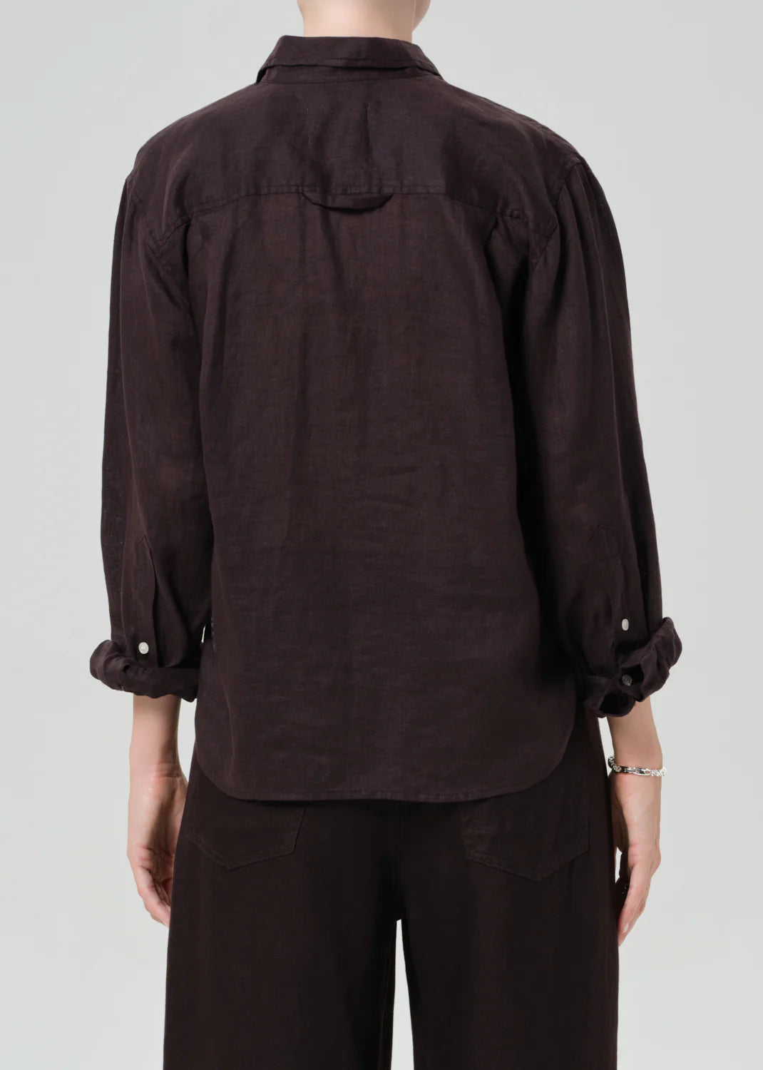 Kayla Shrunken Linen Shirt | Chocolate