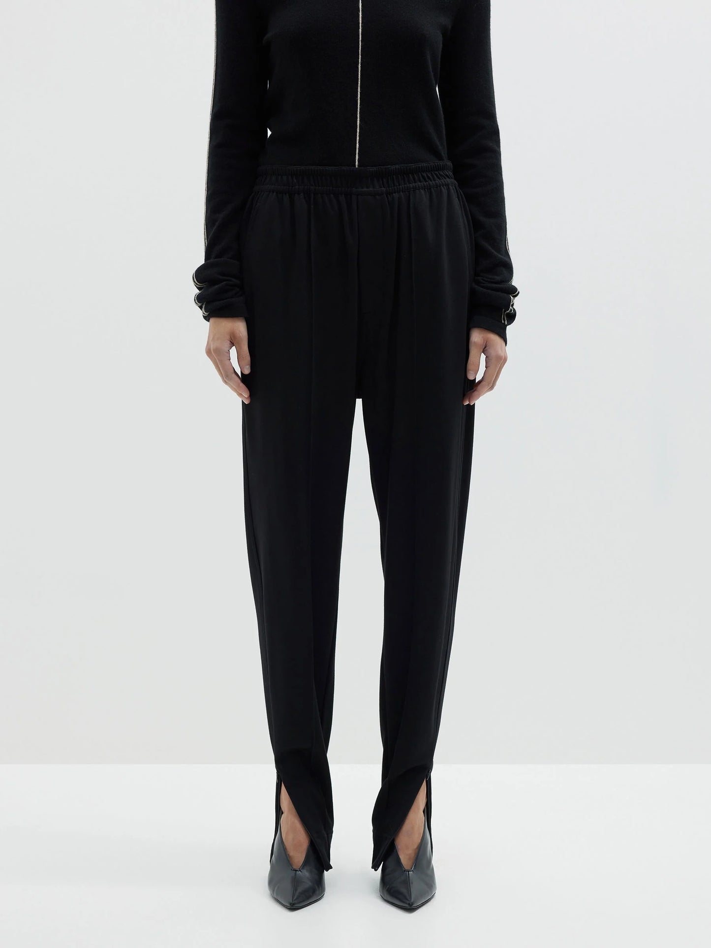 Viscose Jersey Zip Hem Pant | Black