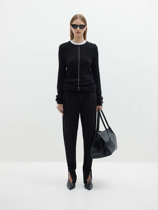 Viscose Jersey Zip Hem Pant | Black