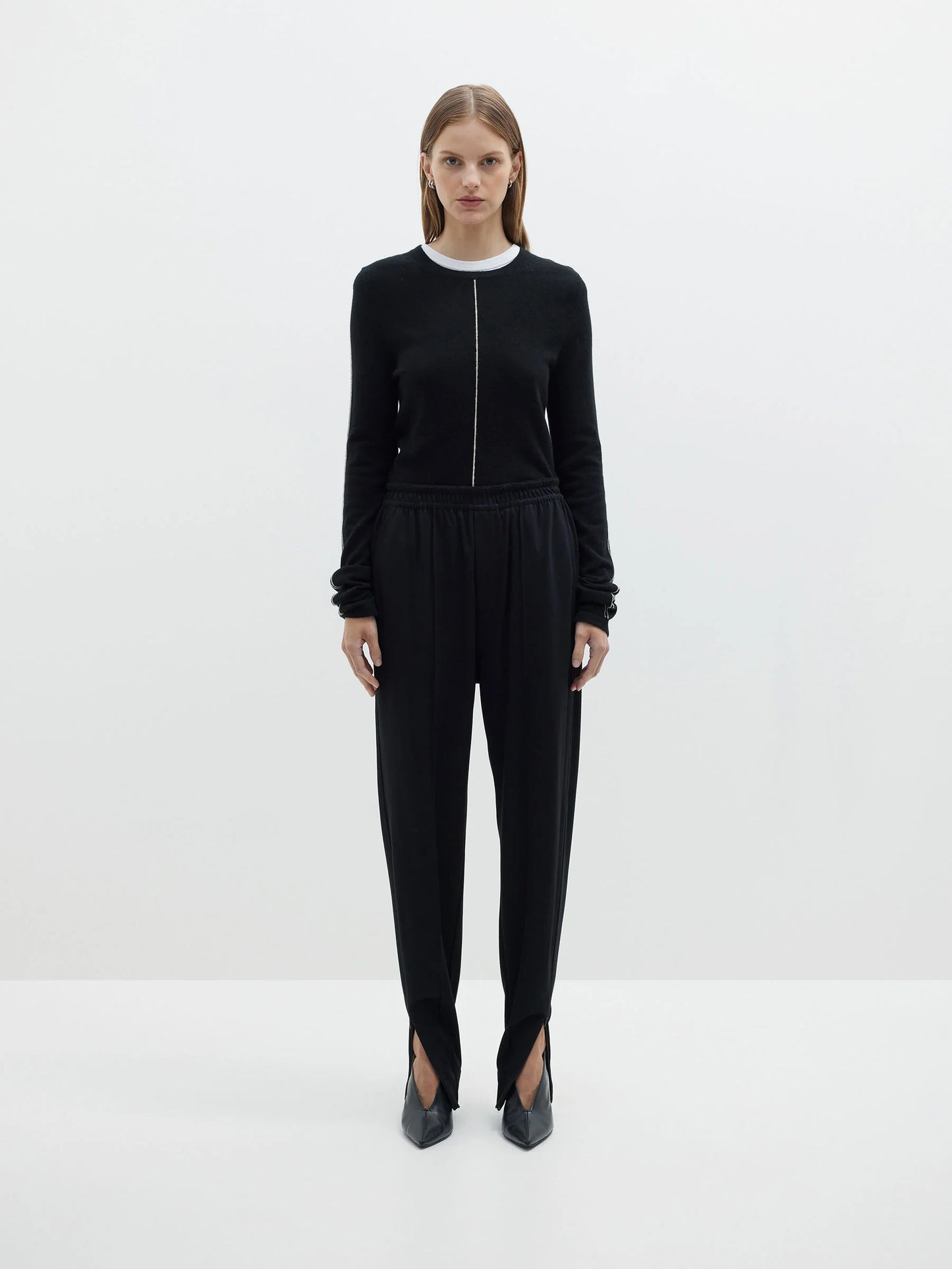 Viscose Jersey Zip Hem Pant | Black