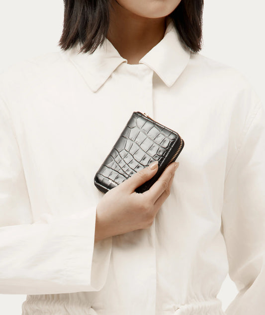 Mini Wallet | Black Croc