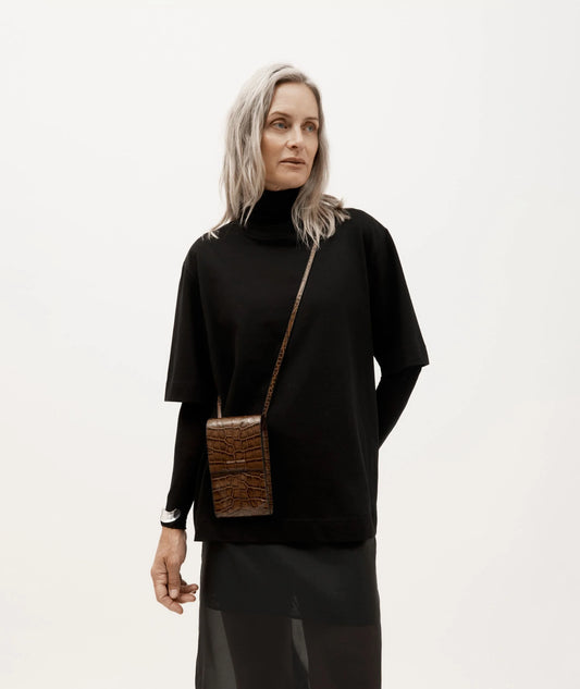 Poucheroo Leather Strap | Toffee Croc