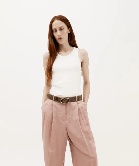 Wide Belt Oval Buckle | Toffee Croc