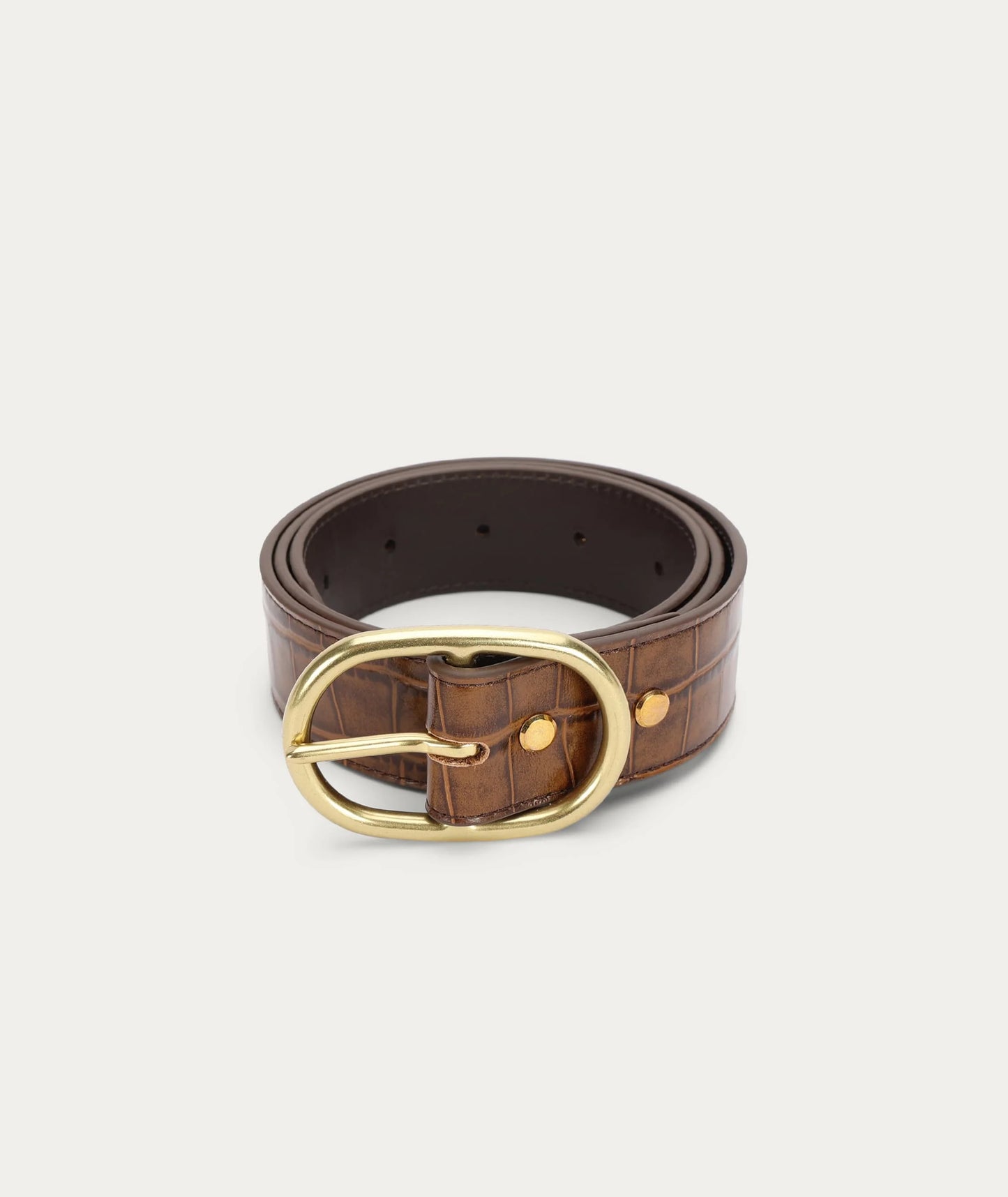 Wide Belt Oval Buckle | Toffee Croc