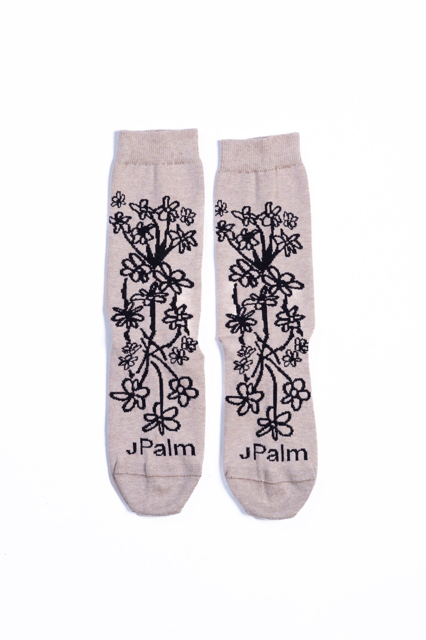 Floral Crew Sock | Fawn/Black