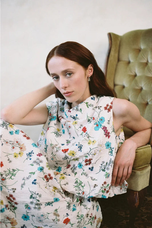 Power pop top | Cream floral