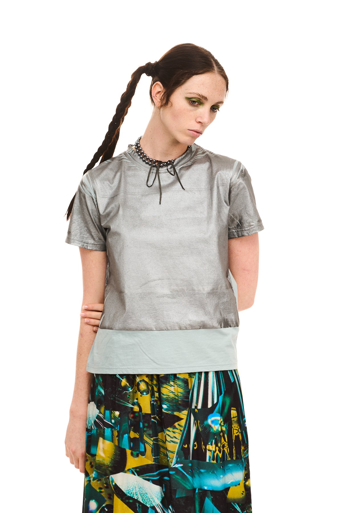 Foiled Tee | Blue Mercerised Cotton
