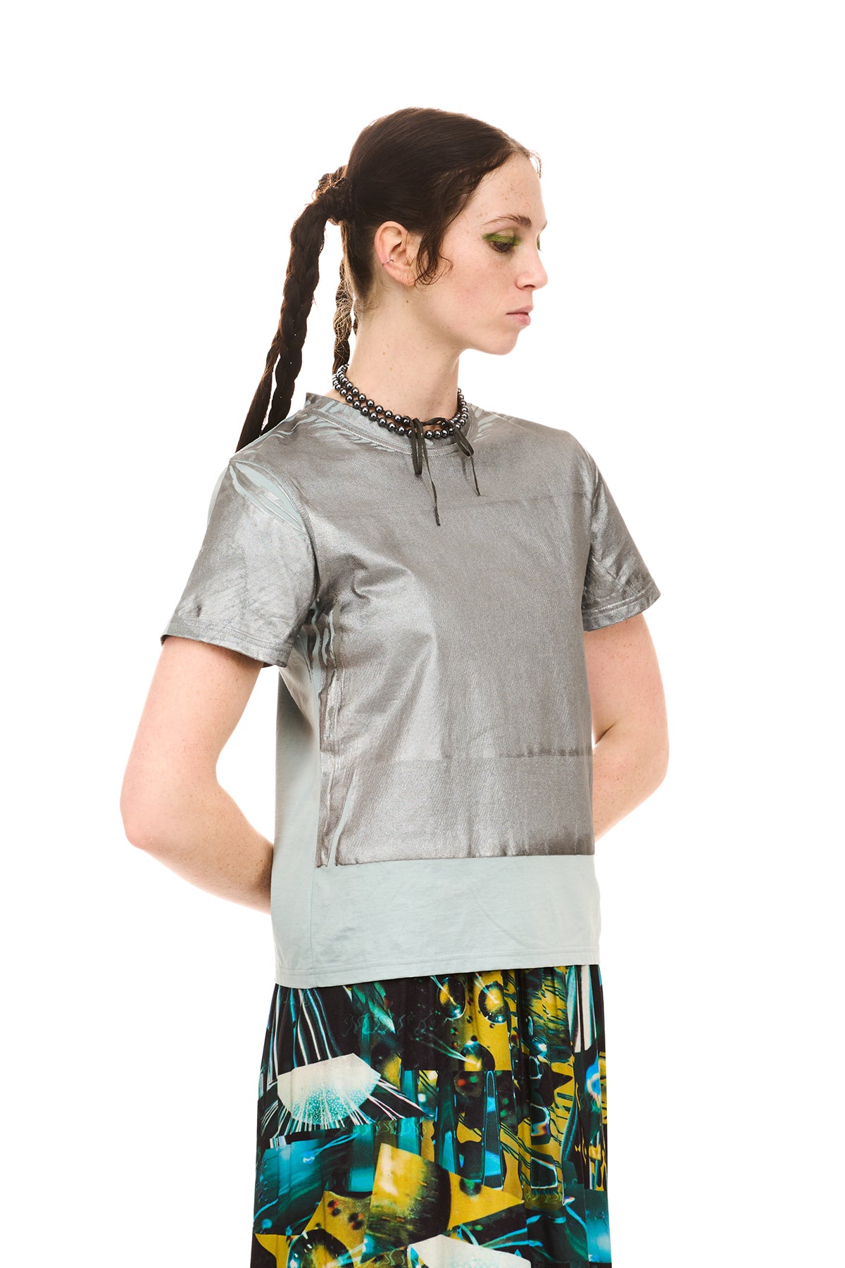 Foiled Tee | Blue Mercerised Cotton