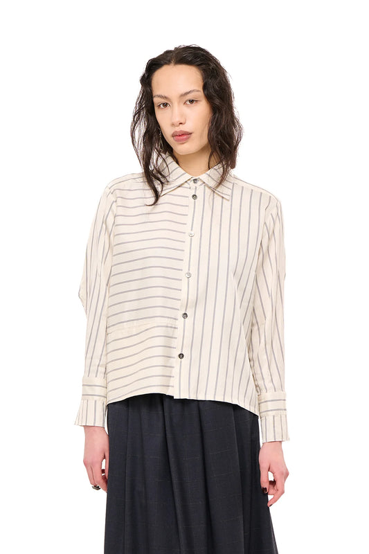 Line Dance Shirt | Cream/Navy Stripe