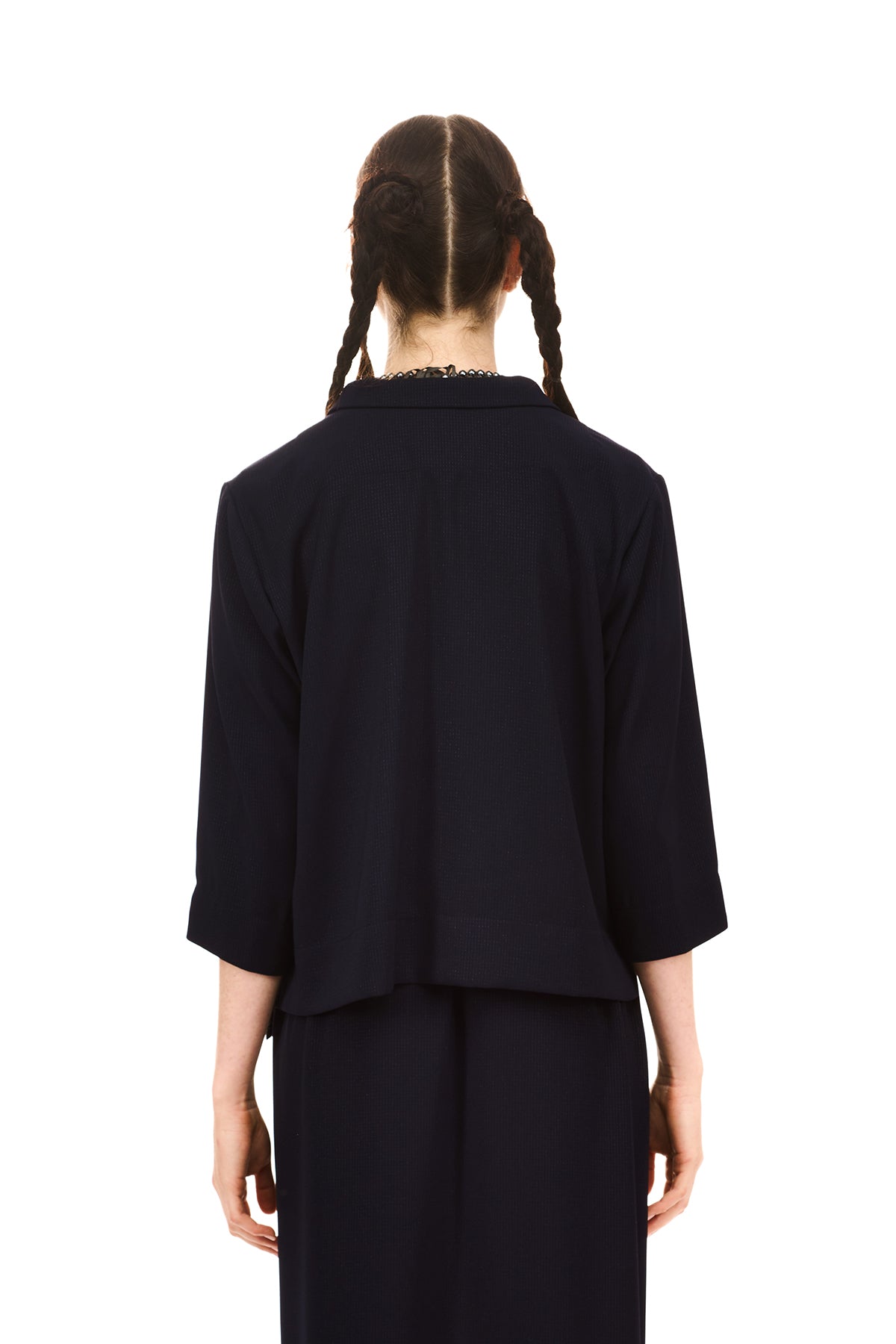 Verse Shirt Jacket | Navy Sparkle Crepe