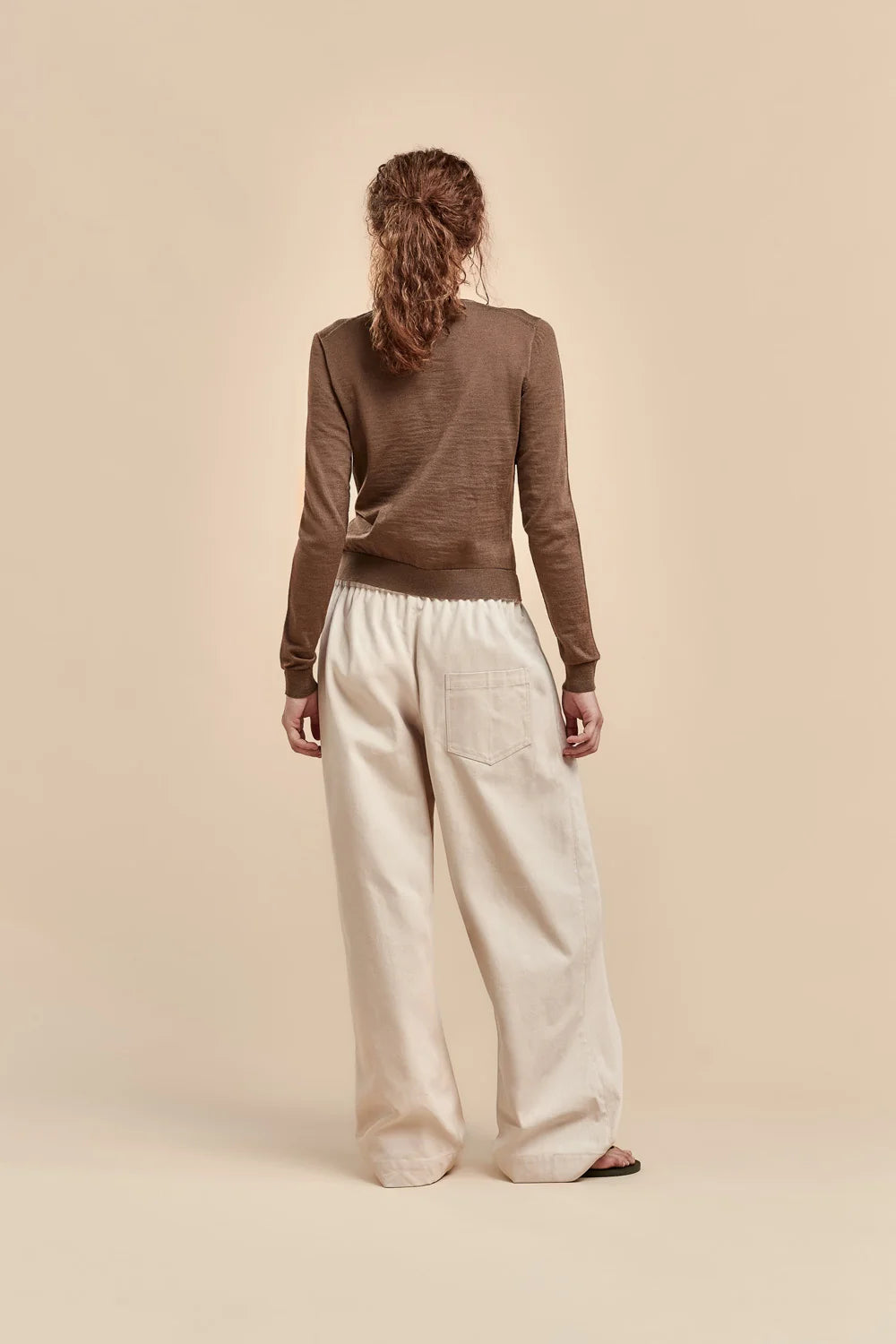 Merino Crop Crew Cardi | Truffle