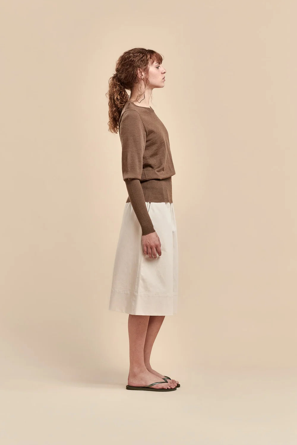 Merino Long Rib Sweater | Truffle