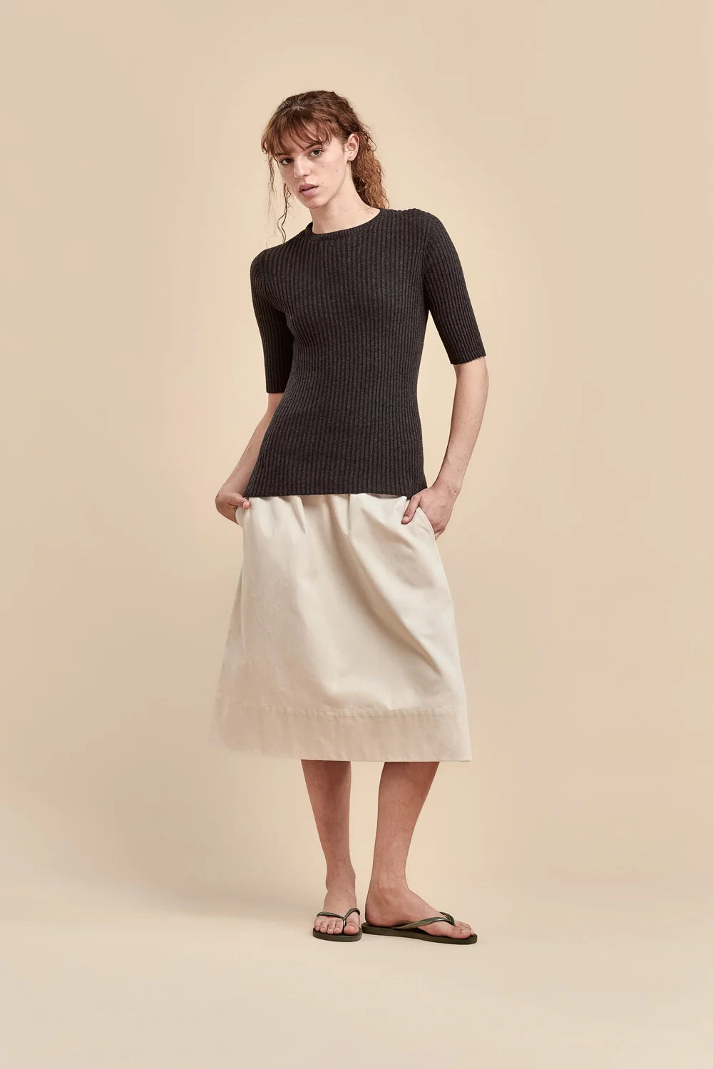 Balance Rib T-Shirt | Shale