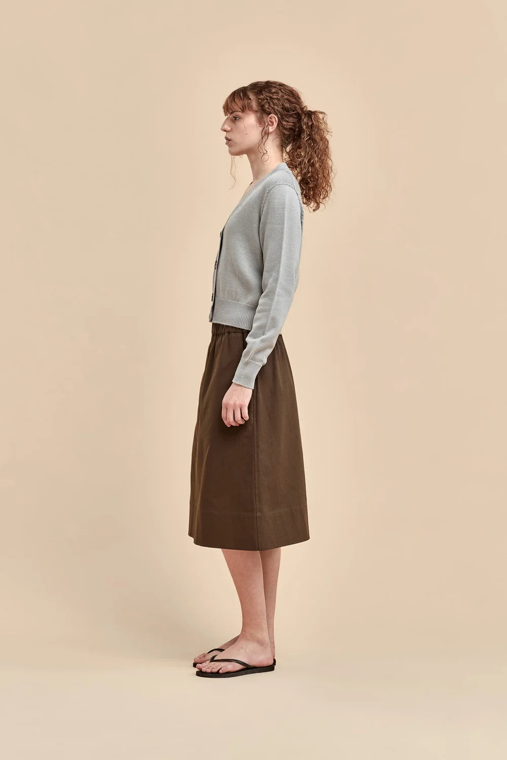 Merino V Neck Cardigan | Tin