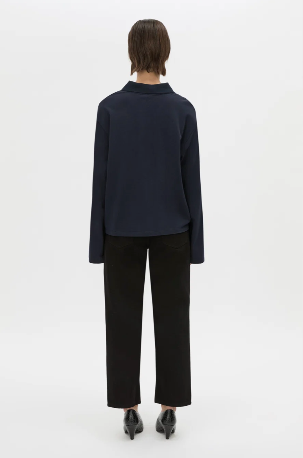 Moreno Long Sleeve Polo Top | Navy