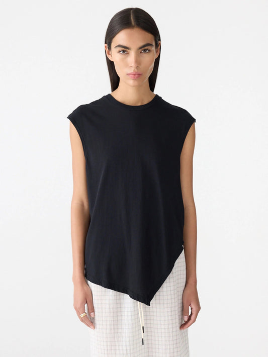 bassike | Asymmetric Crew Neck Tank | Black | Palm Boutique