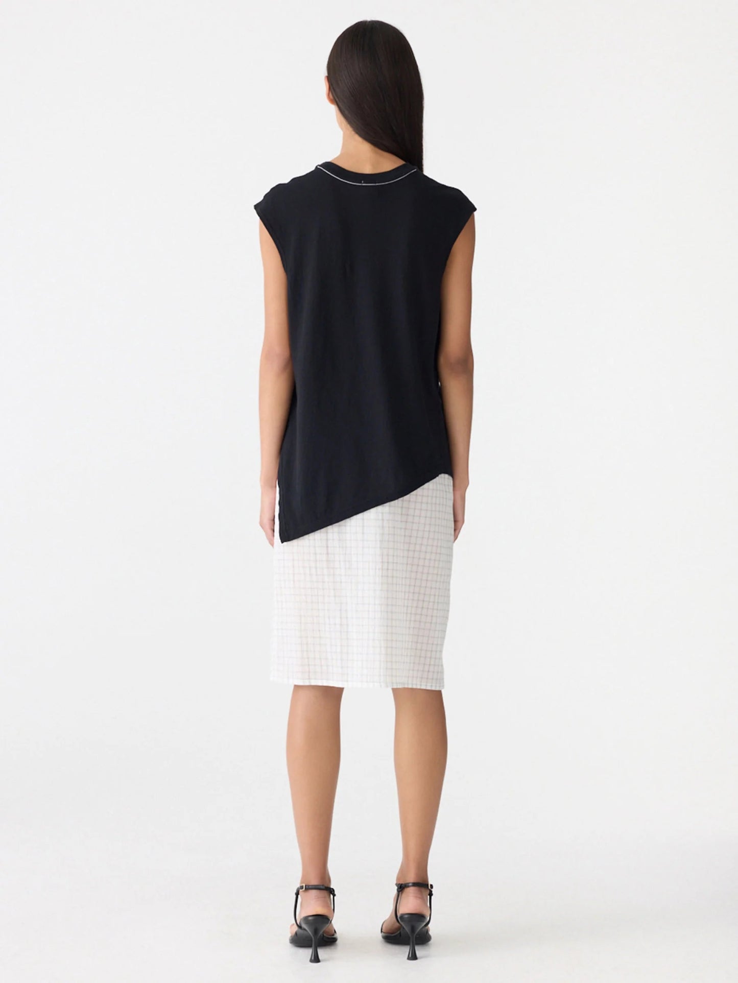 bassike | Asymmetric Crew Neck Tank | Black | Palm Boutique