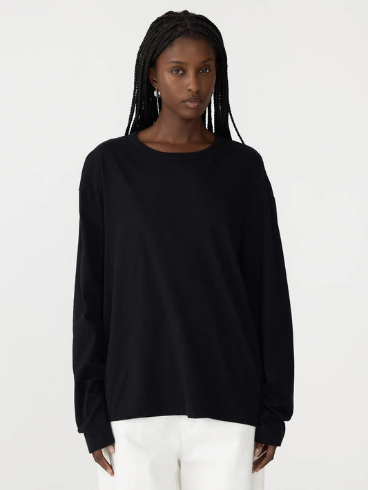 bassike | Boyfriend Htg L/S T-shirt | Black | Palm Boutique