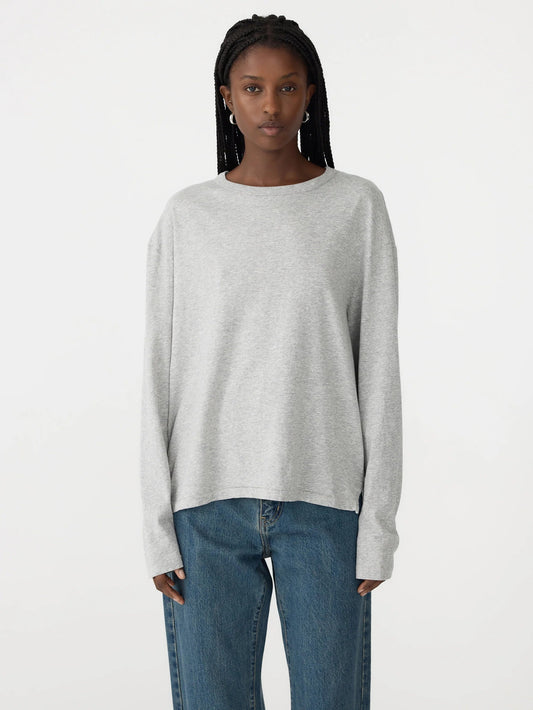 bassike | Boyfriend Htg L/S T-shirt | Grey Marle | Palm Boutique