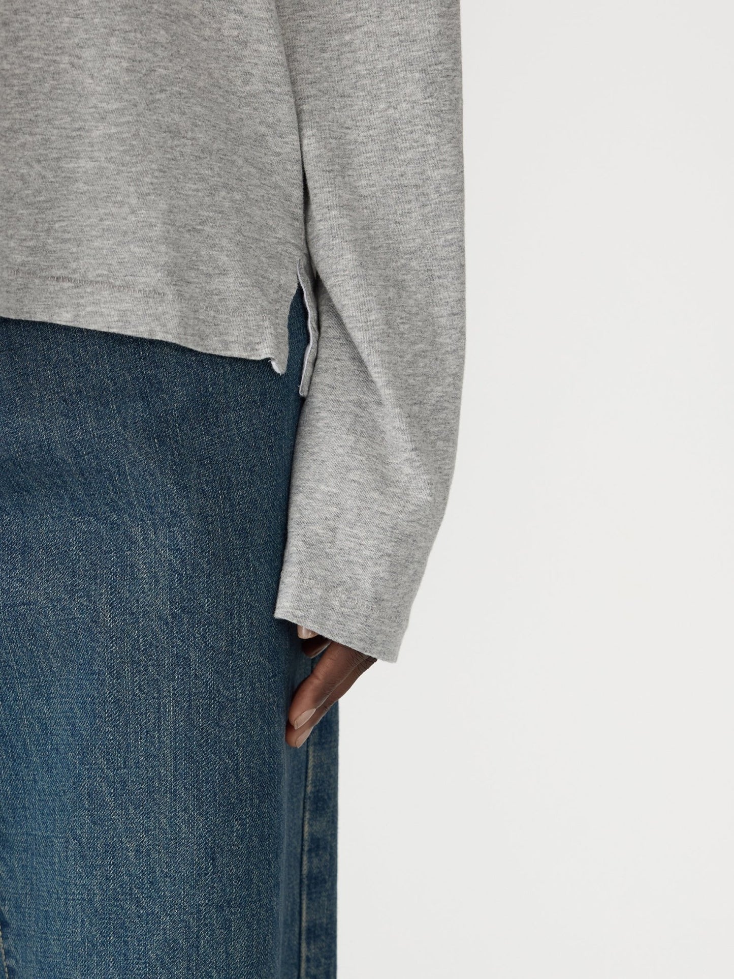 bassike | Boyfriend Htg L/S T-shirt | Grey Marle | Palm Boutique