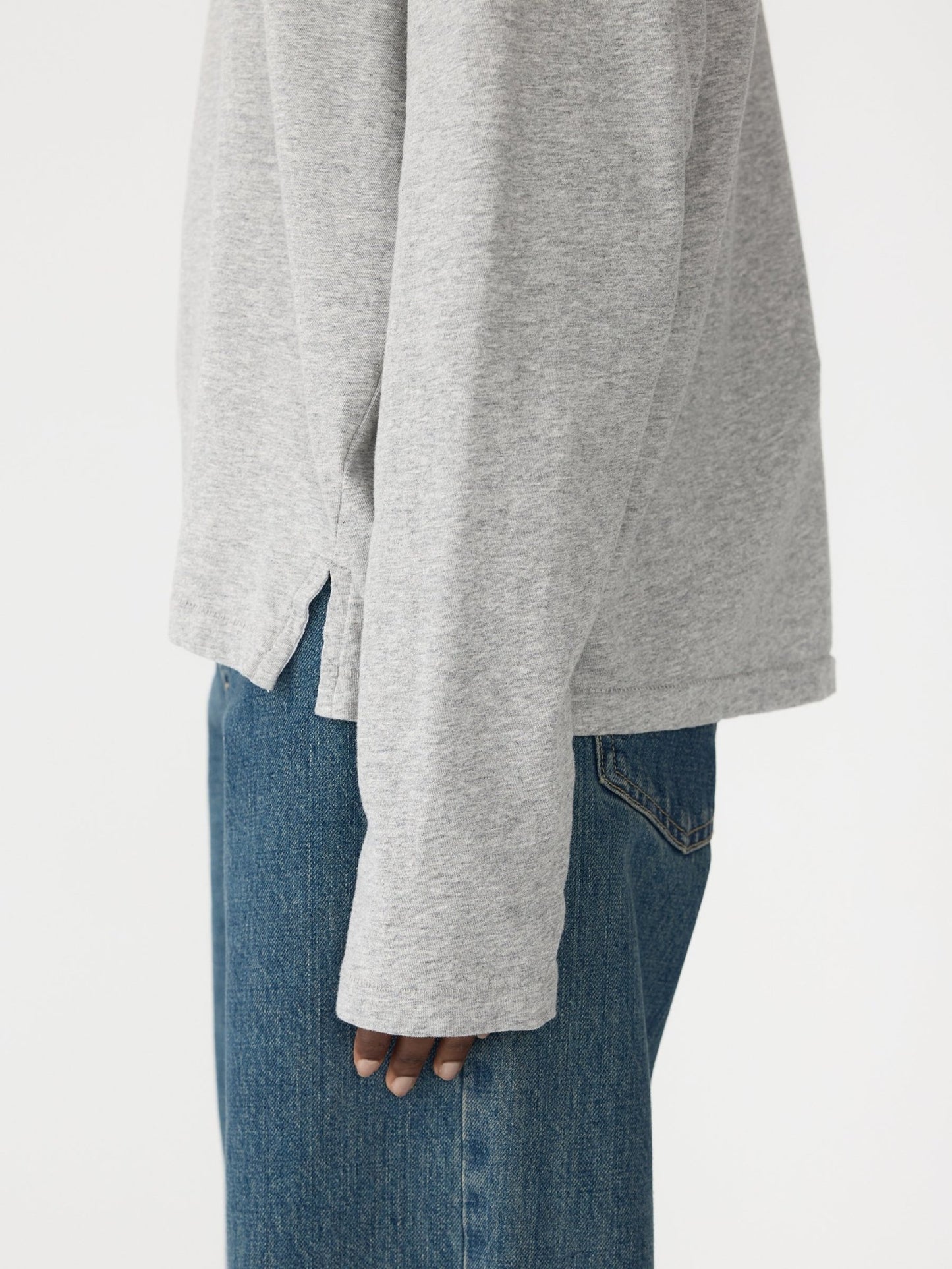 bassike | Boyfriend Htg L/S T-shirt | Grey Marle | Palm Boutique