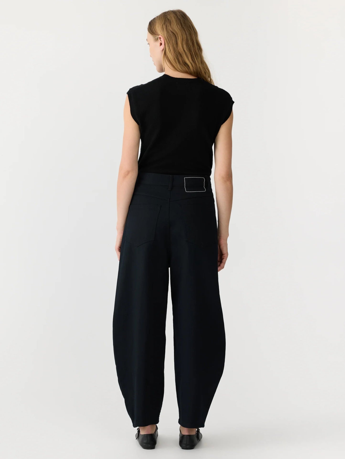 bassike | Cotton Twill Barrel Leg Pant | Black | Palm Boutique