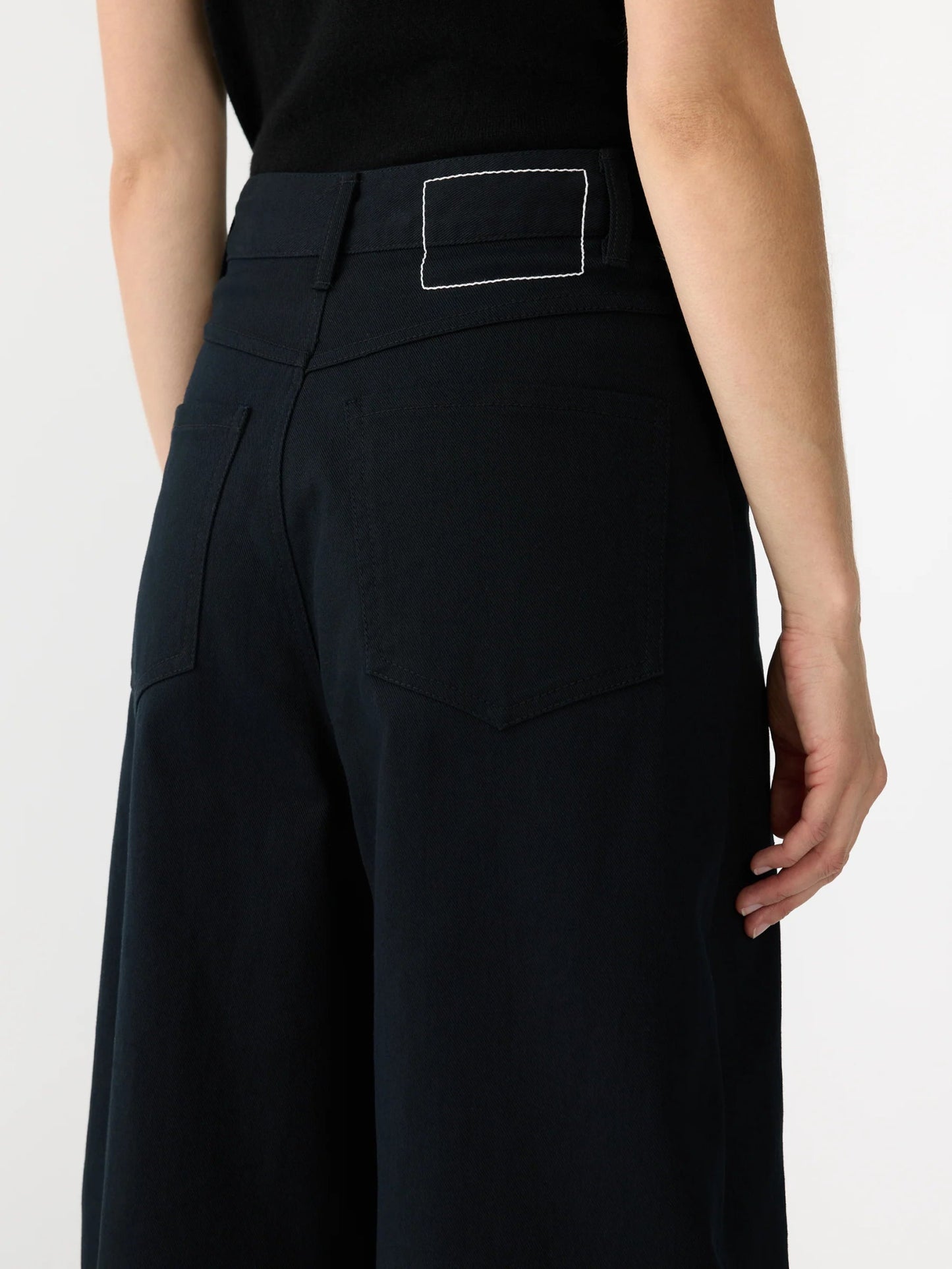 bassike | Cotton Twill Barrel Leg Pant | Black | Palm Boutique
