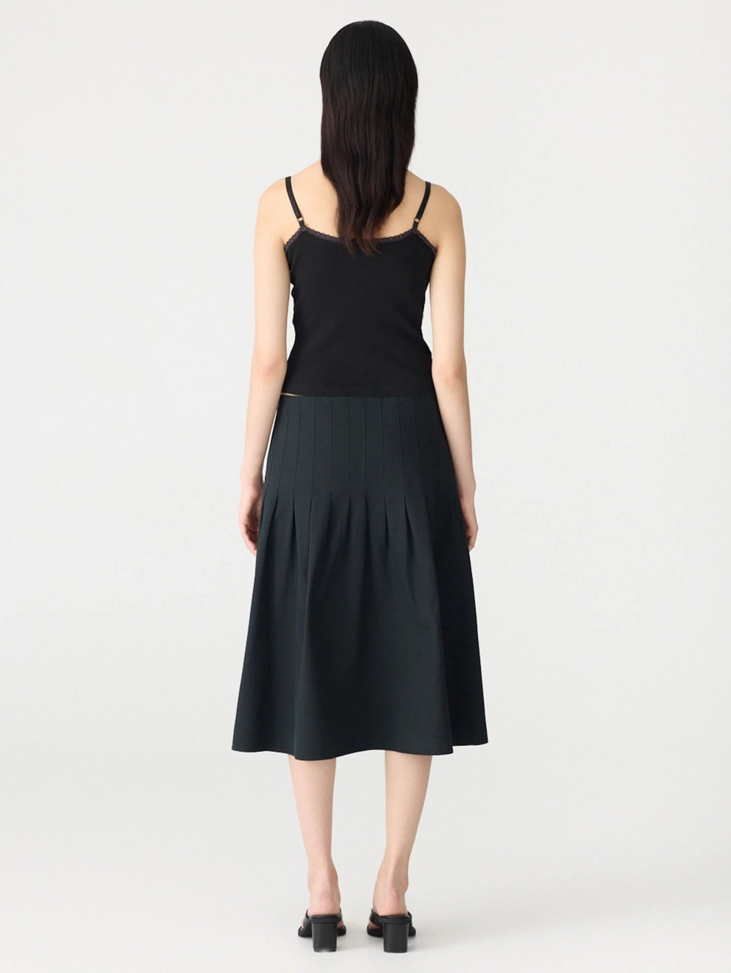 bassike | Crushed Cotton Pleated Skirt | Black | Palm Boutique