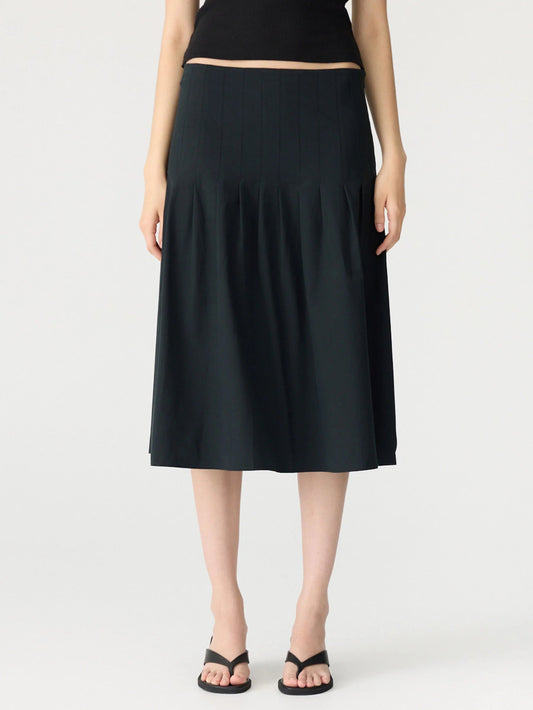 bassike | Crushed Cotton Pleated Skirt | Black | Palm Boutique