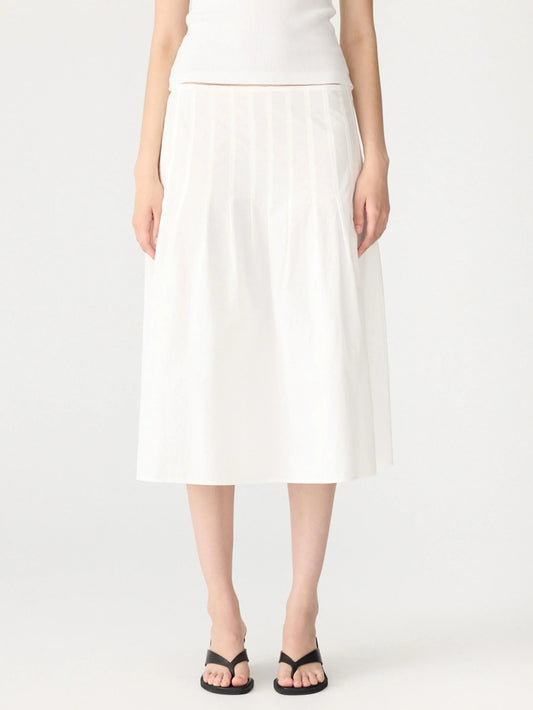 bassike | Crushed Cotton Pleated Skirt | White | Palm Boutique