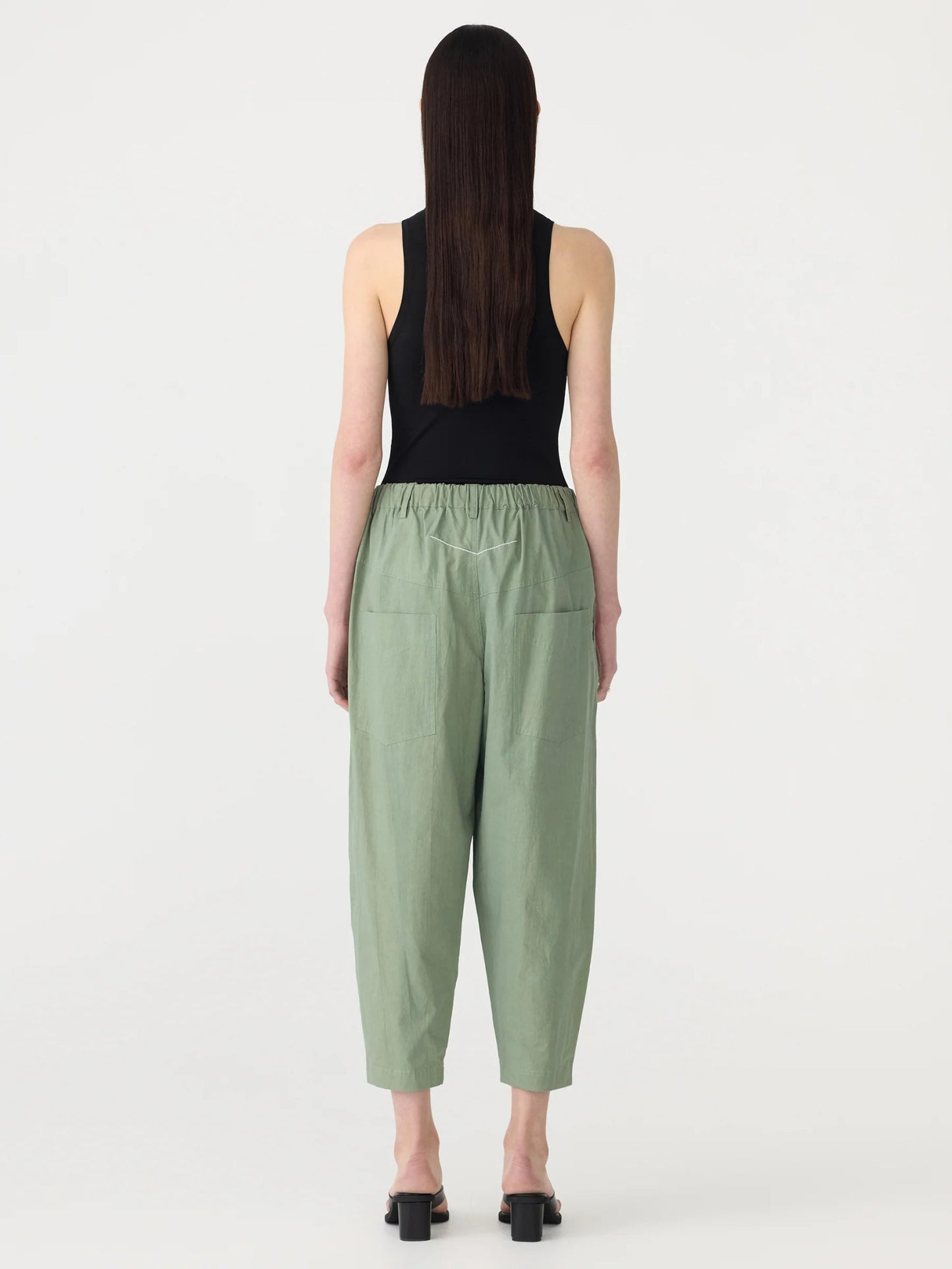 bassike | Crushed Cotton Summer Pant | Dark Sage | Palm Boutique