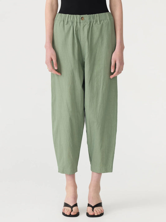 bassike | Crushed Cotton Summer Pant | Dark Sage | Palm Boutique