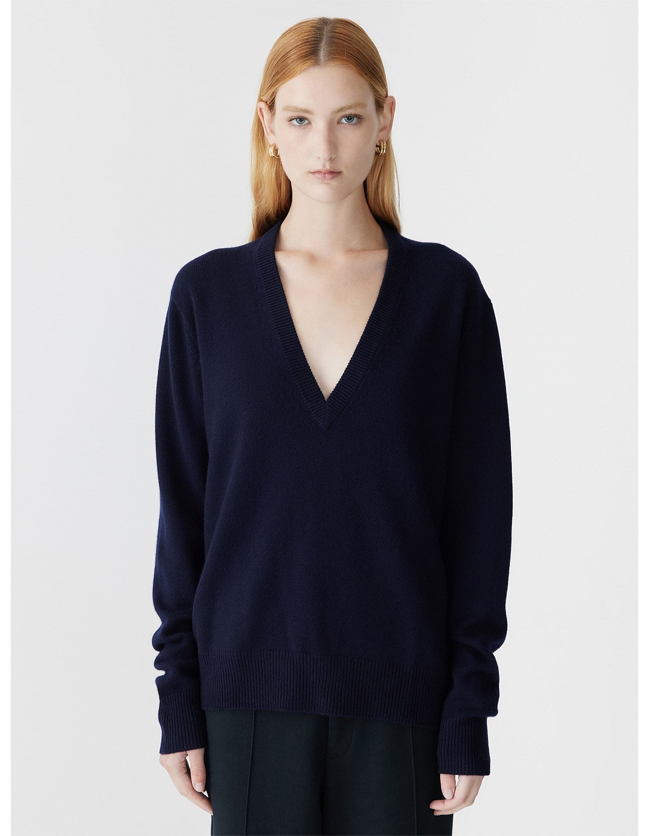 bassike | Low V - Neck Slouch Knit | Ink | Palm Boutique