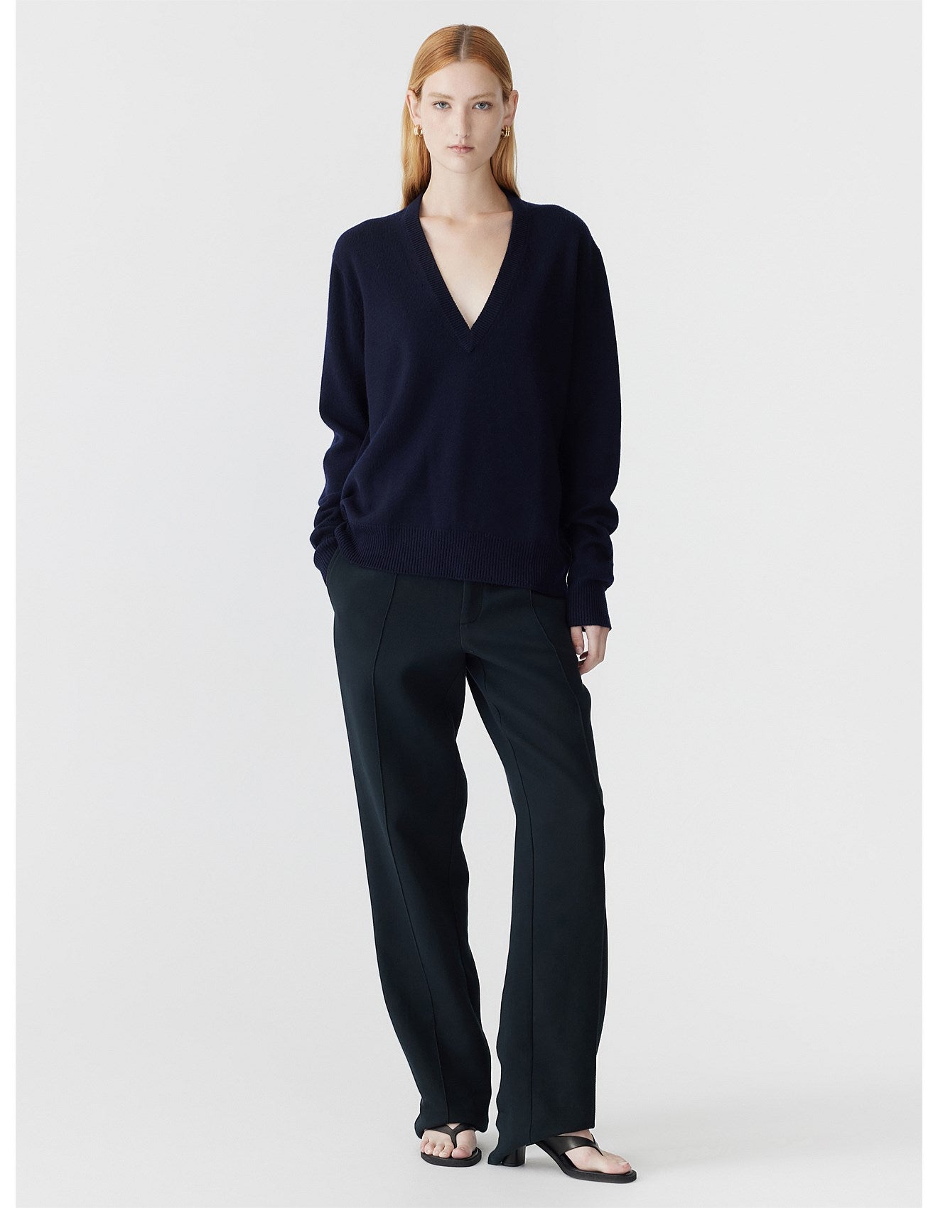 bassike | Low V - Neck Slouch Knit | Ink | Palm Boutique