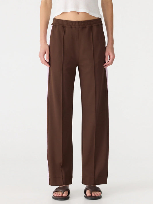 bassike | Pique Stripe Detail Pant | carob/pale pink | Palm Boutique