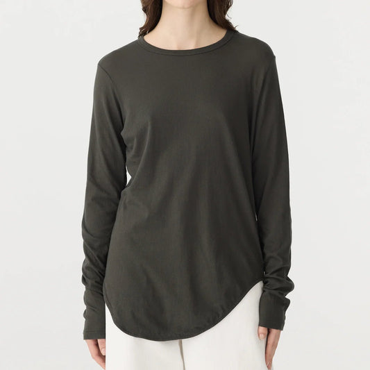 bassike | Regular Scoop Hem l/s t.shirt | Slate Grey | Palm Boutique