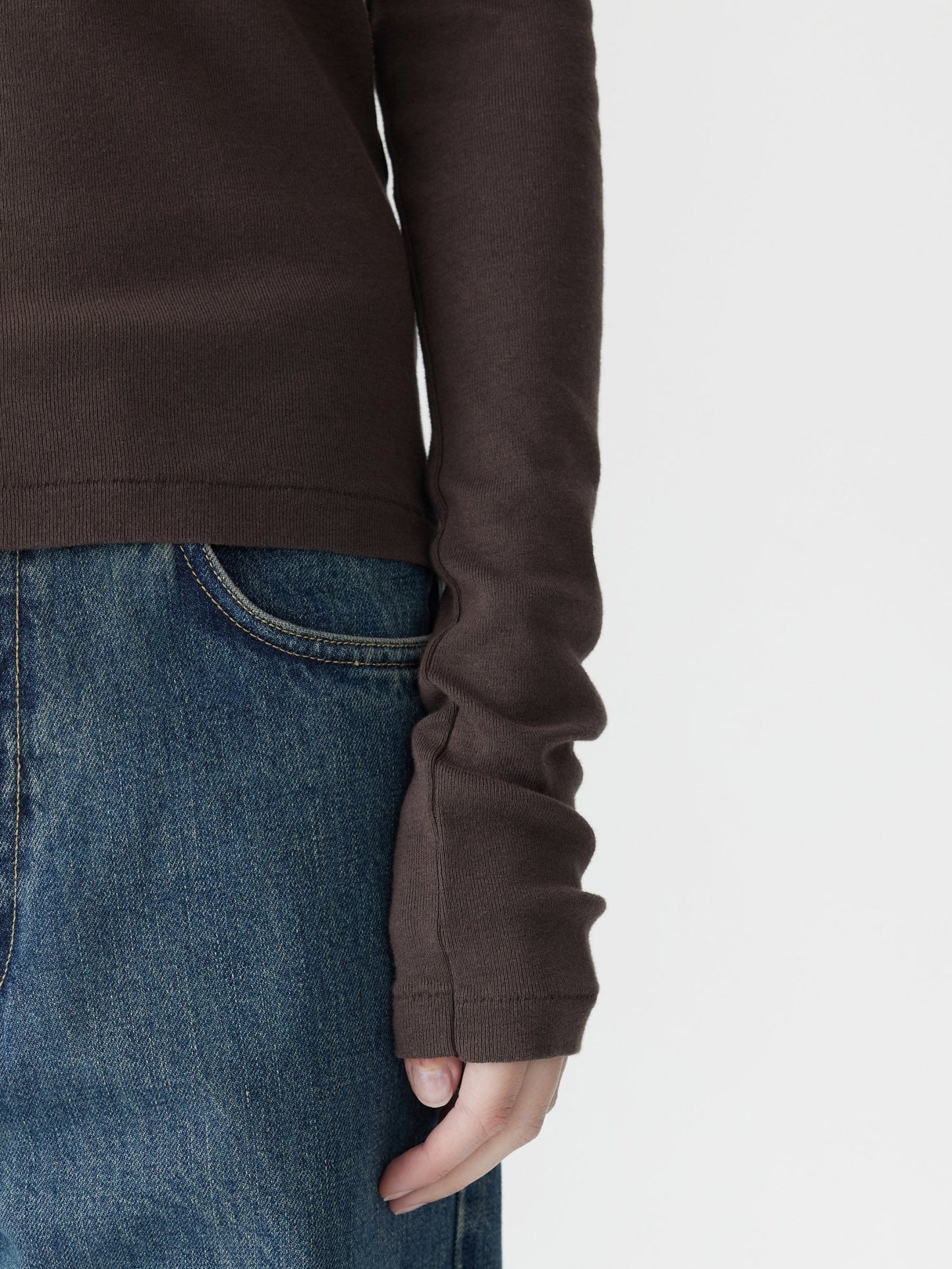 bassike | Slim Superfine Rib L/S T-shirt | Dark Plum | Palm Boutique