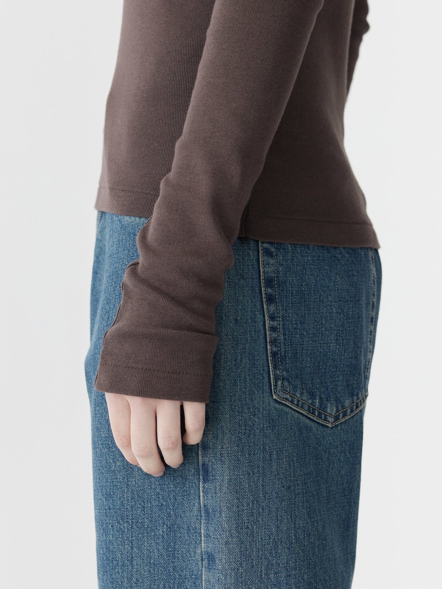 bassike | Slim Superfine Rib L/S T-shirt | Dark Plum | Palm Boutique