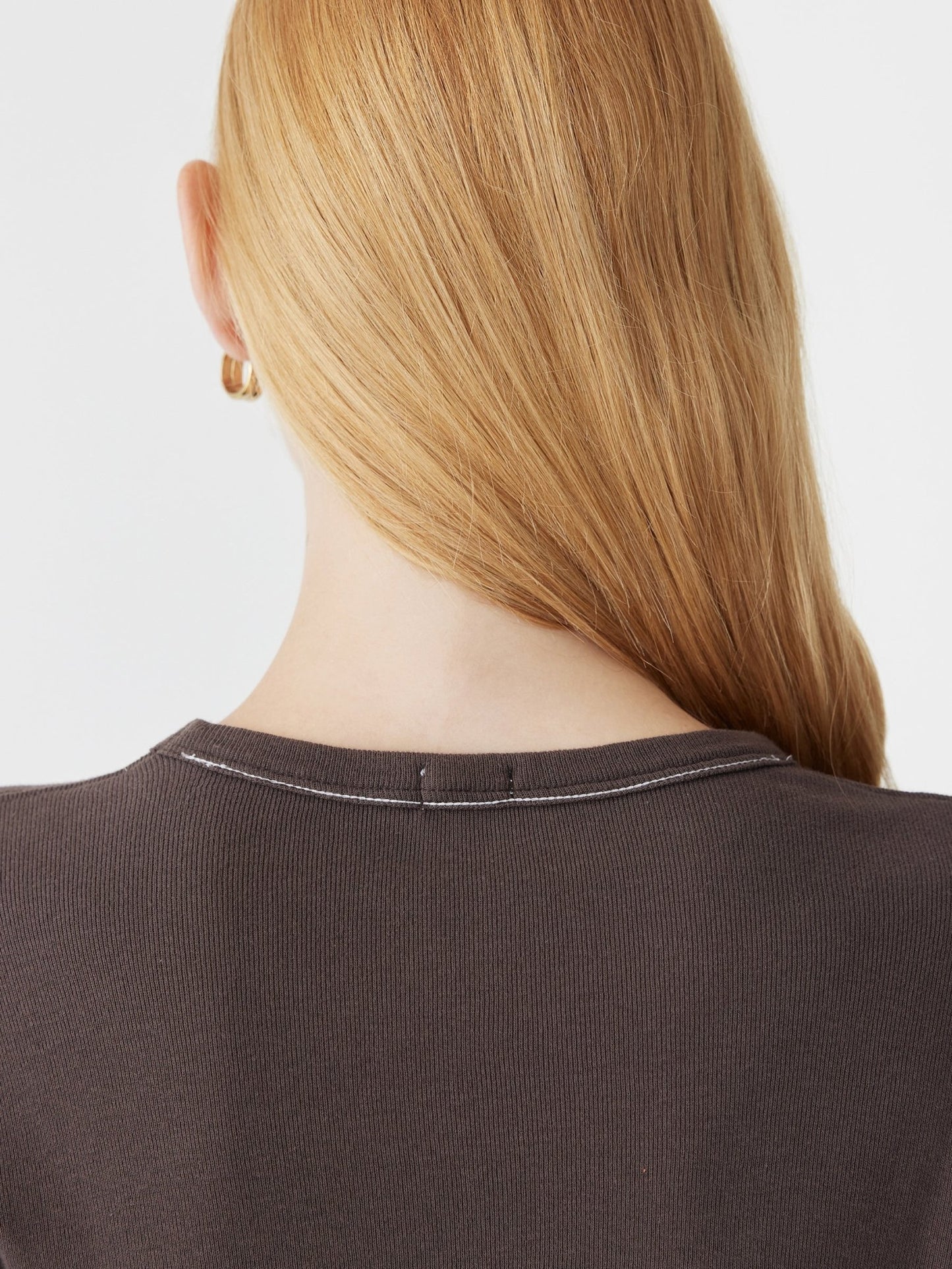 bassike | Slim Superfine Rib L/S T-shirt | Dark Plum | Palm Boutique