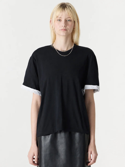 bassike | Slouch Turnback T-Shirt | Black White | Palm Boutique