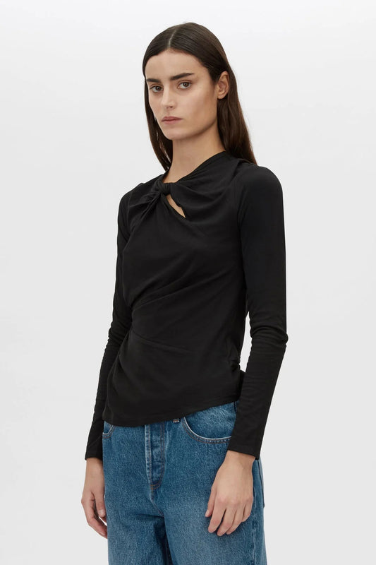 Camilla and Marc | Felton Knot Long Sleeve Tee | Black | Palm Boutique