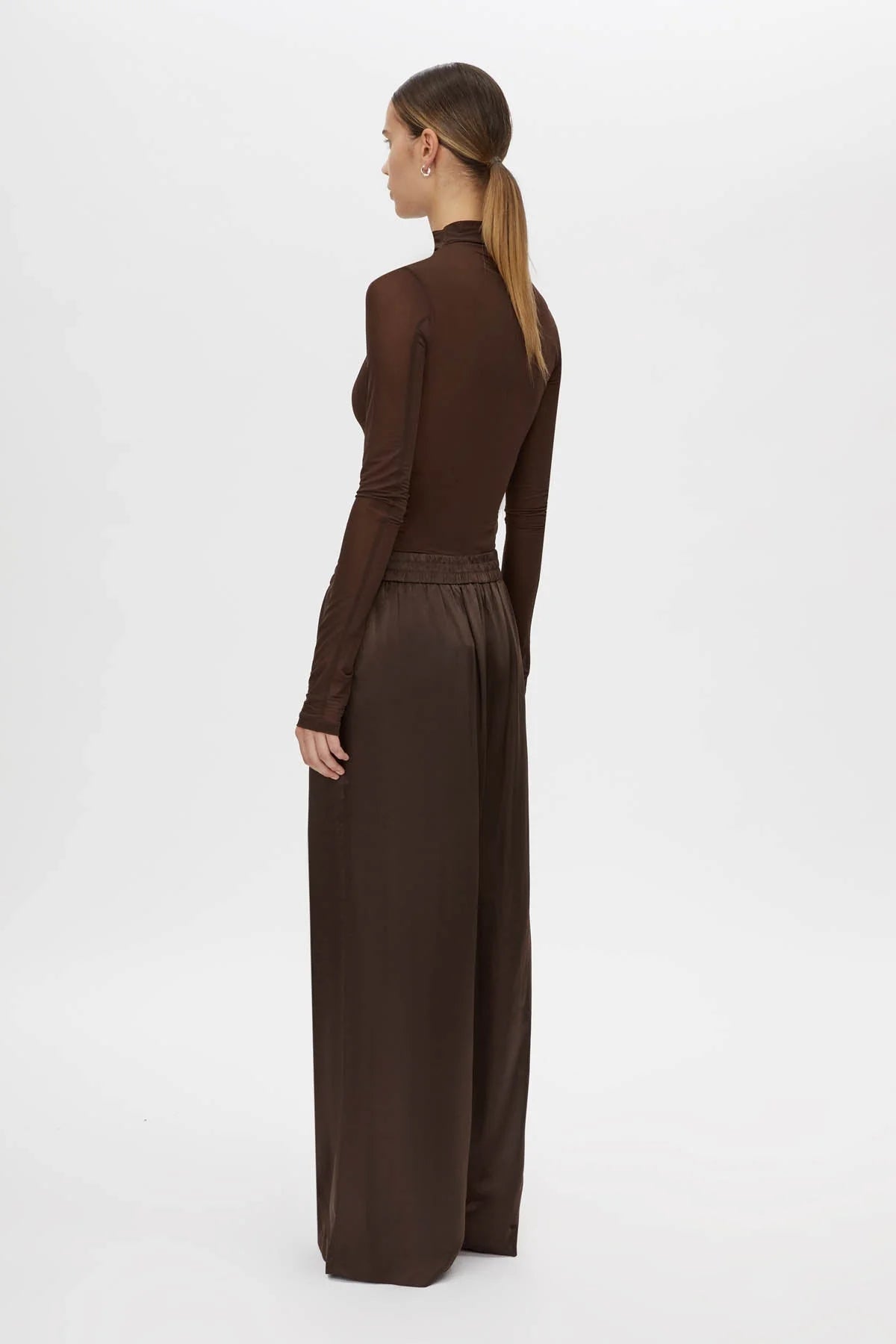 Camilla and Marc | Harmonia Brushed Satin Pant | Bitter Chocolate | Palm Boutique