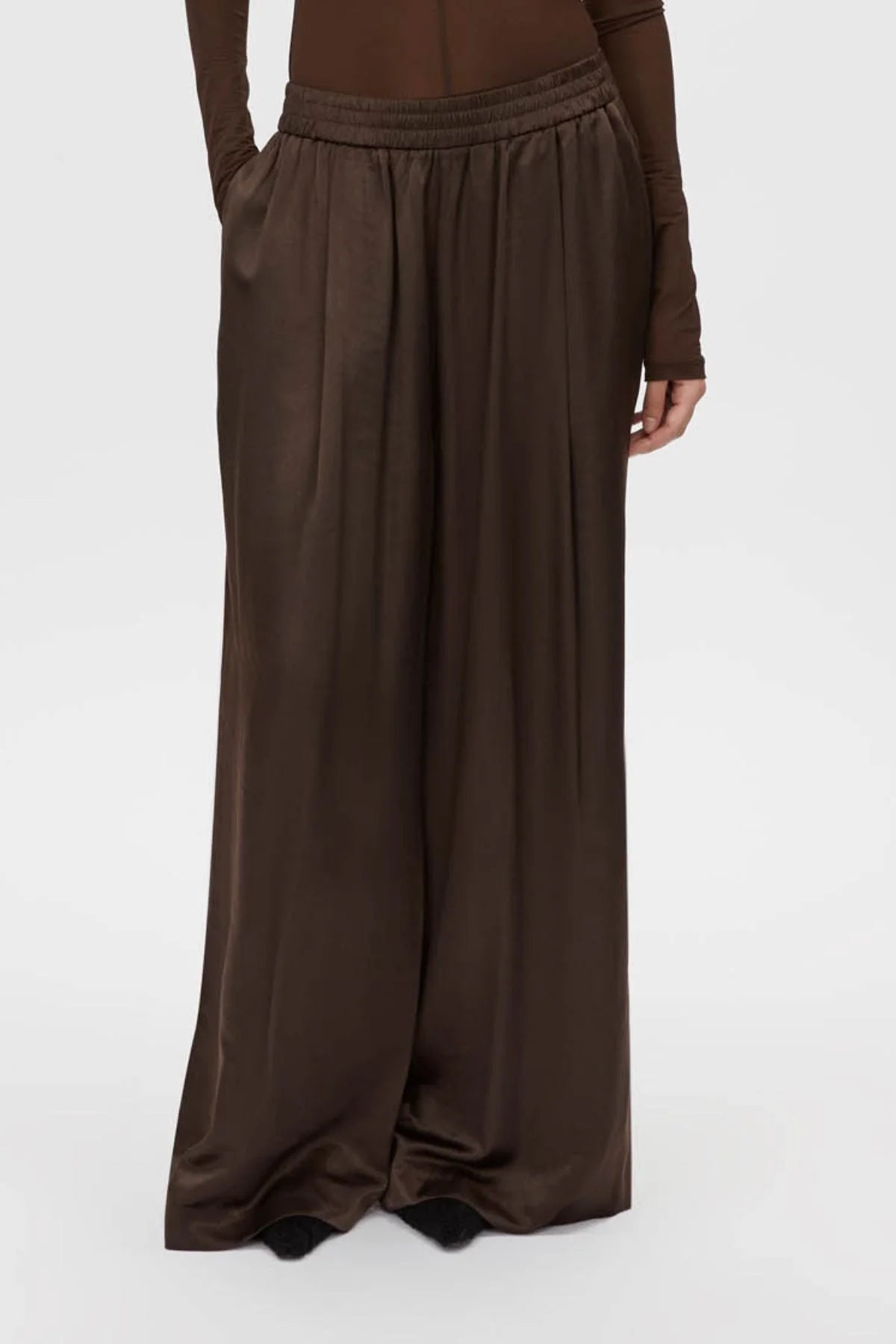 Camilla and Marc | Harmonia Brushed Satin Pant | Bitter Chocolate | Palm Boutique