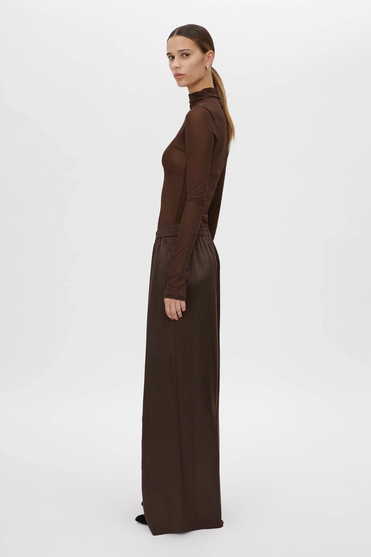 Camilla and Marc | Harmonia Brushed Satin Pant | Bitter Chocolate | Palm Boutique