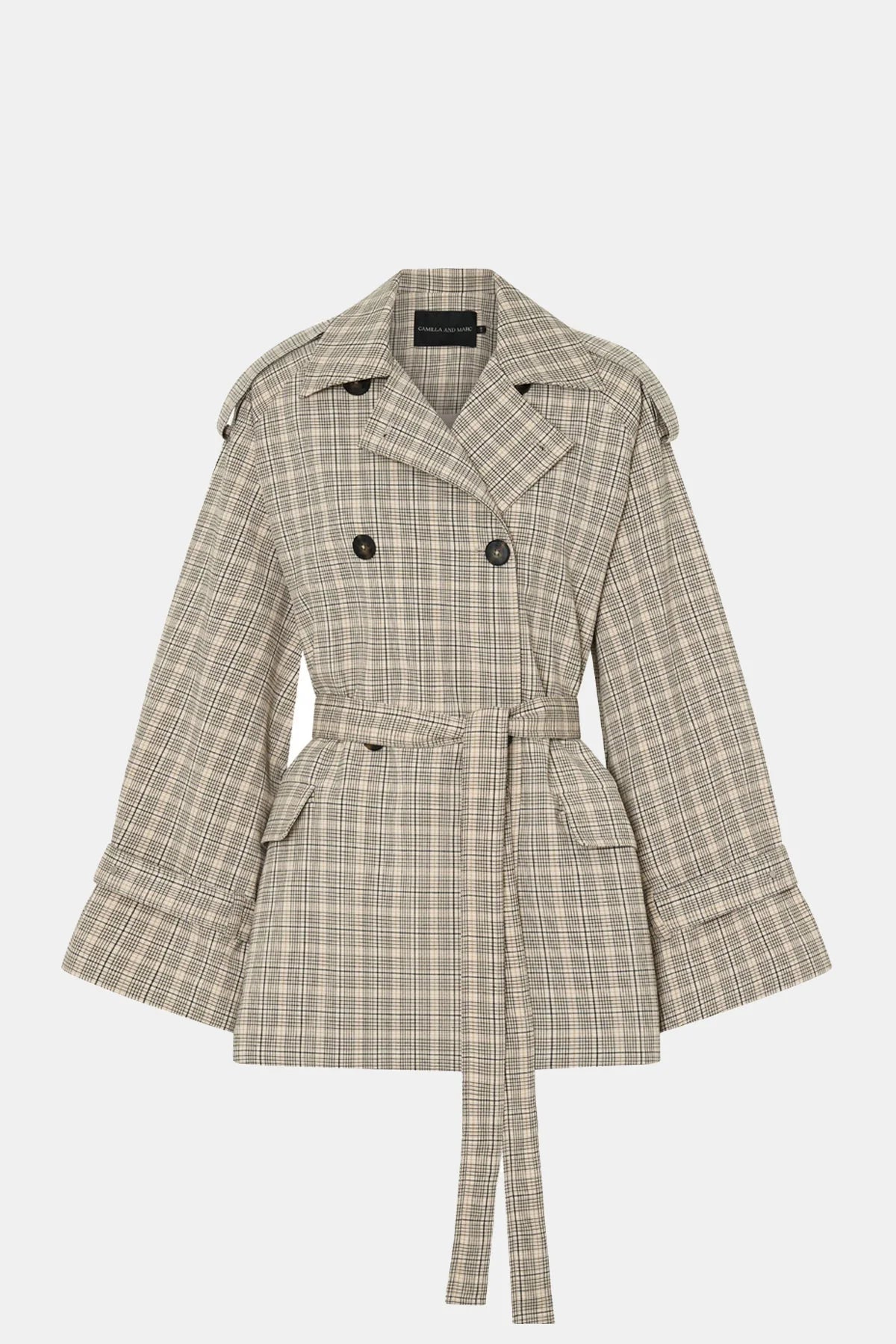 Camilla and Marc | Kinetic Tattersal Trench | Taupe Check | Palm Boutique
