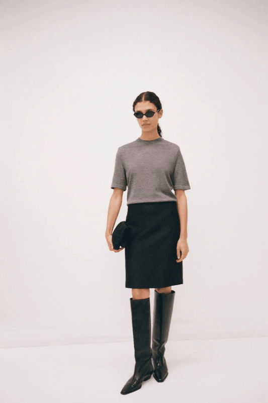 Camilla and Marc | Leona Knit Tshirt | Charcoal Marle | Palm Boutique