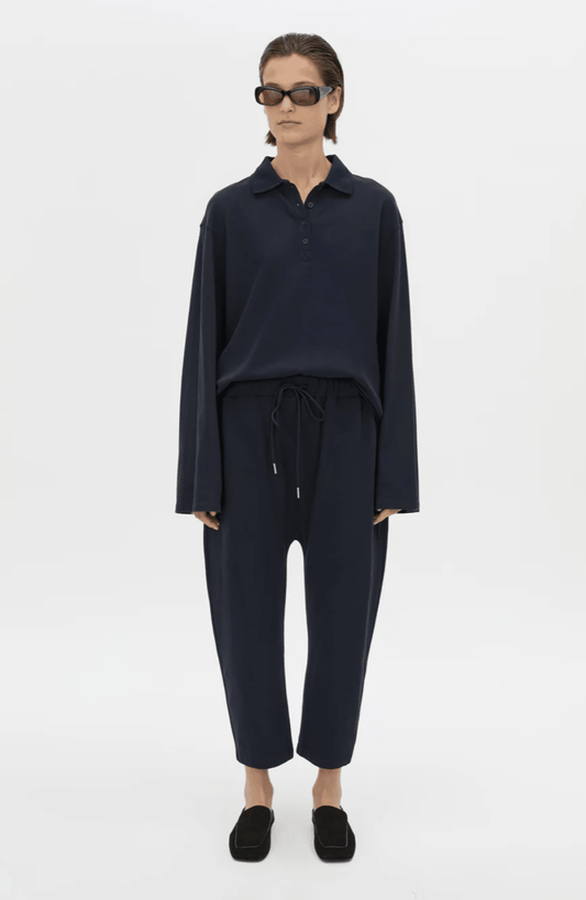 Camilla and Marc | Moreno Long Sleeve Polo Top | Navy | Palm Boutique