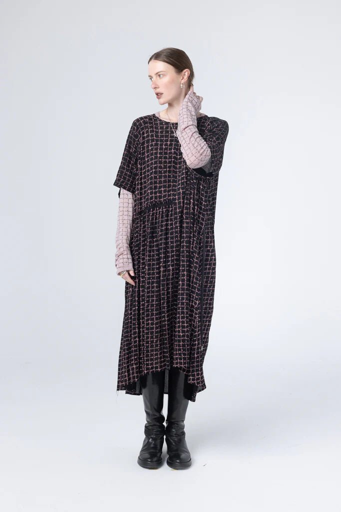 Company Of Strangers | We Float Dress | Black Grid | Palm Boutique